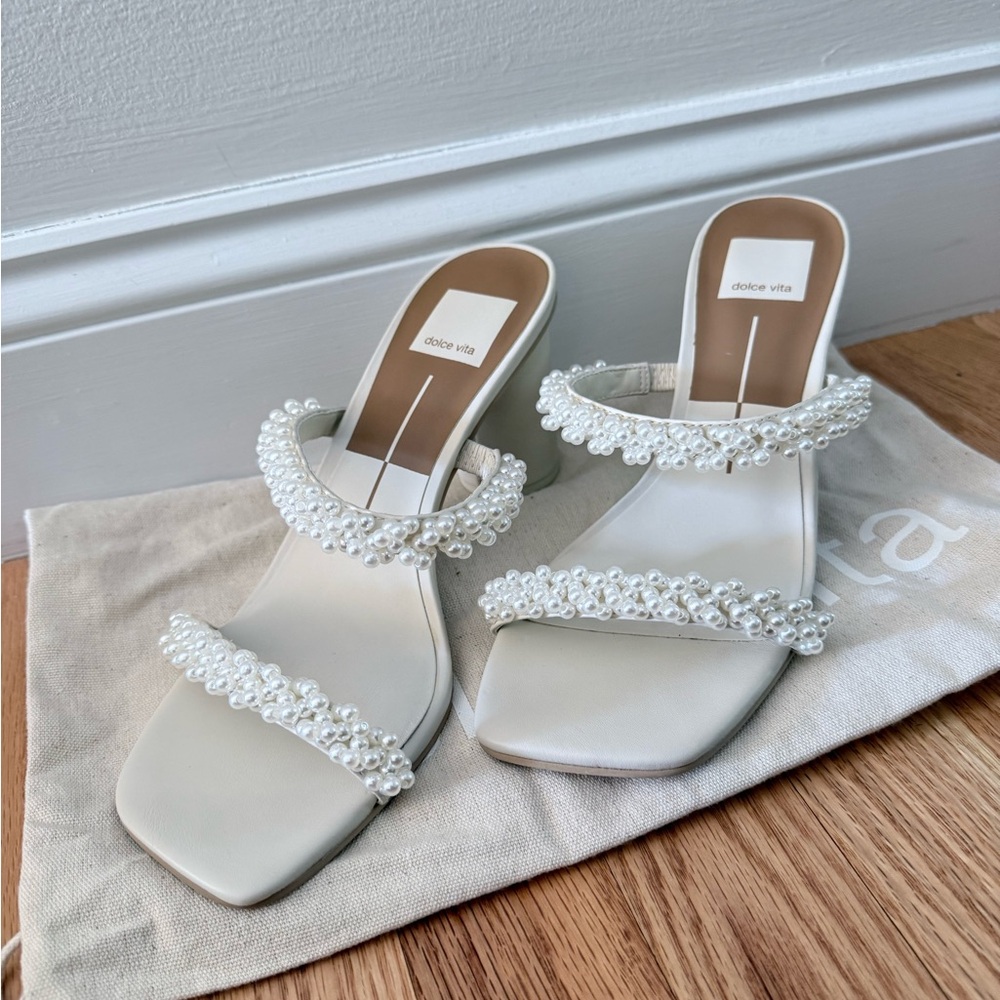 Dolce Vita Cream Pearl Embellished Heels